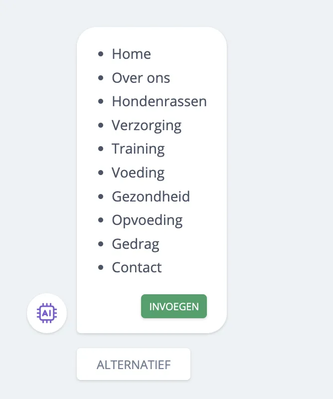 AI-assistent met sitemap voorstel