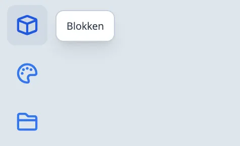 Blokken menu openen in de linkerkantlijn