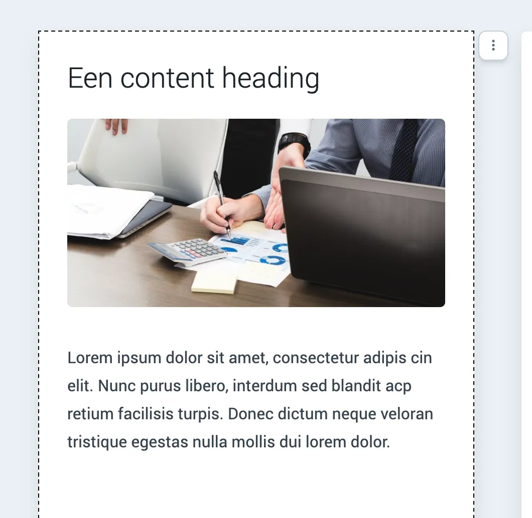 Card selecteren in de editor