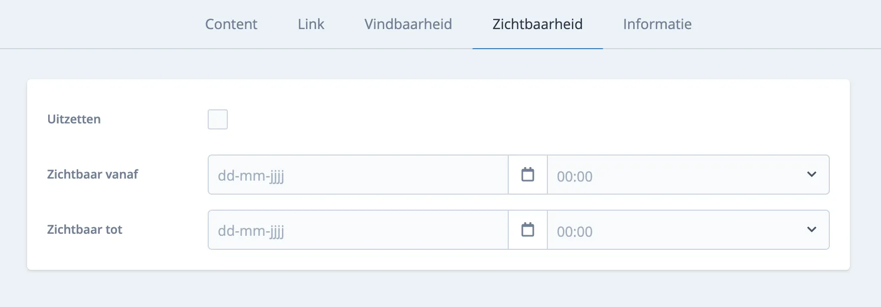 Datum en tijd instellen voor item