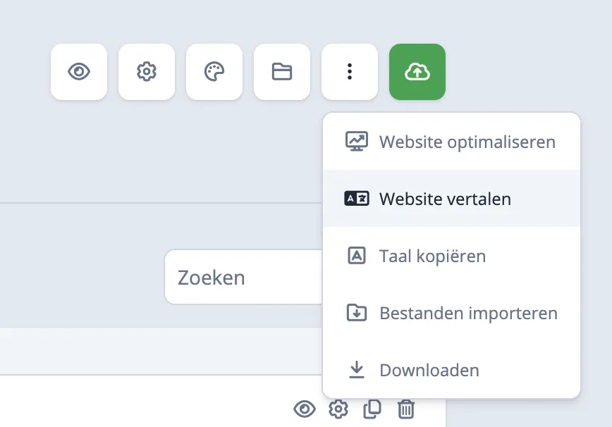 Contextmenu met vertaaloptie