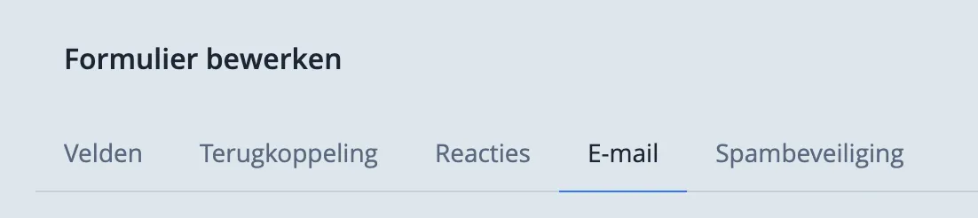 E-mail tabblad in formulier instellingen