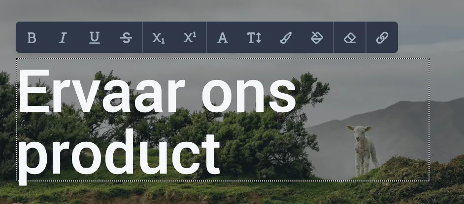 Gedeelte van de tekst opmaken via editorbalk