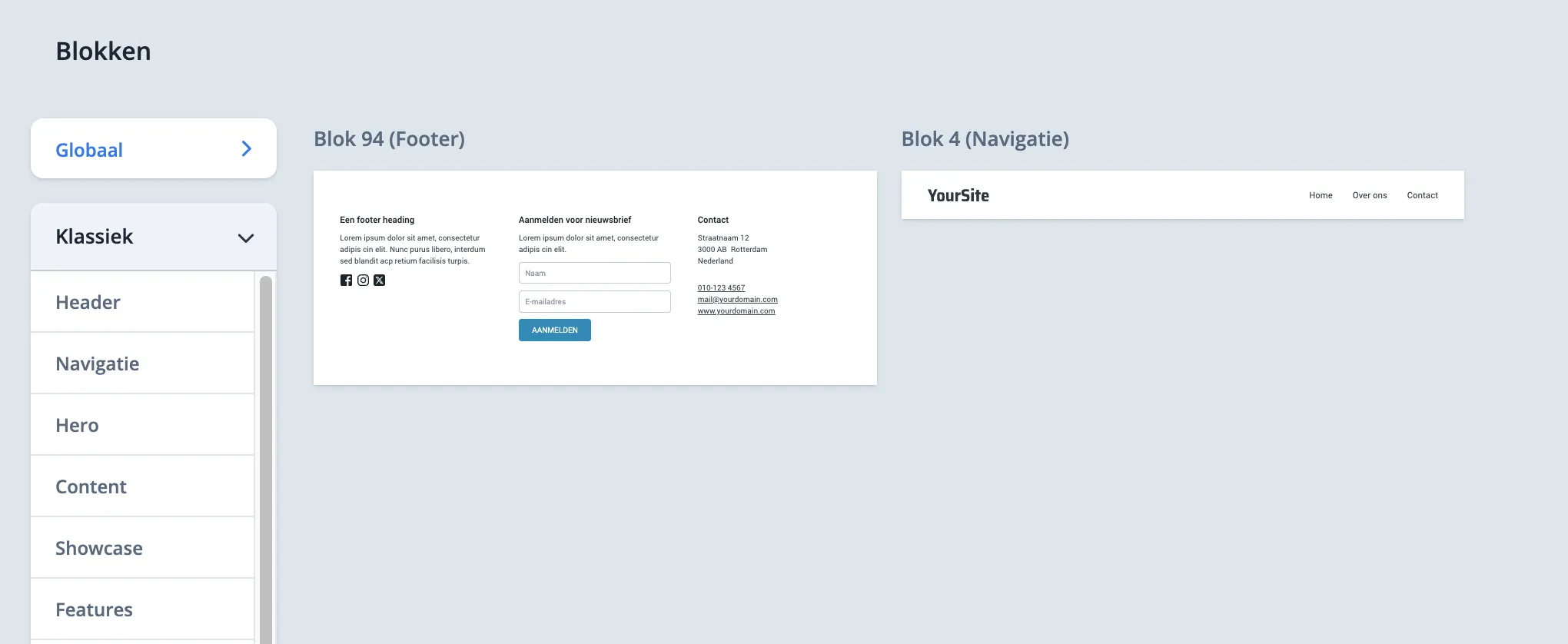 Globale blokken in bibliotheek