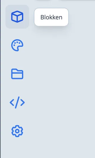 Blokkenbibliotheek optie in het hoofdmenu