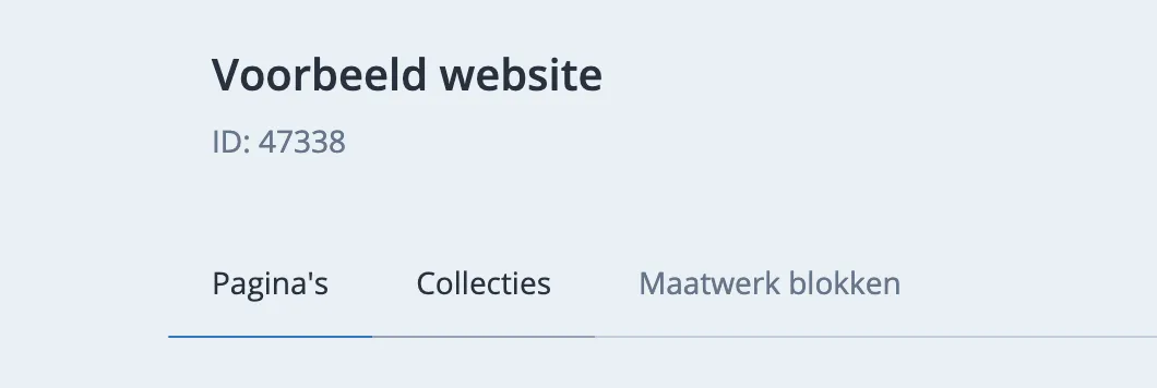 Collecties tabblad in beheeromgeving