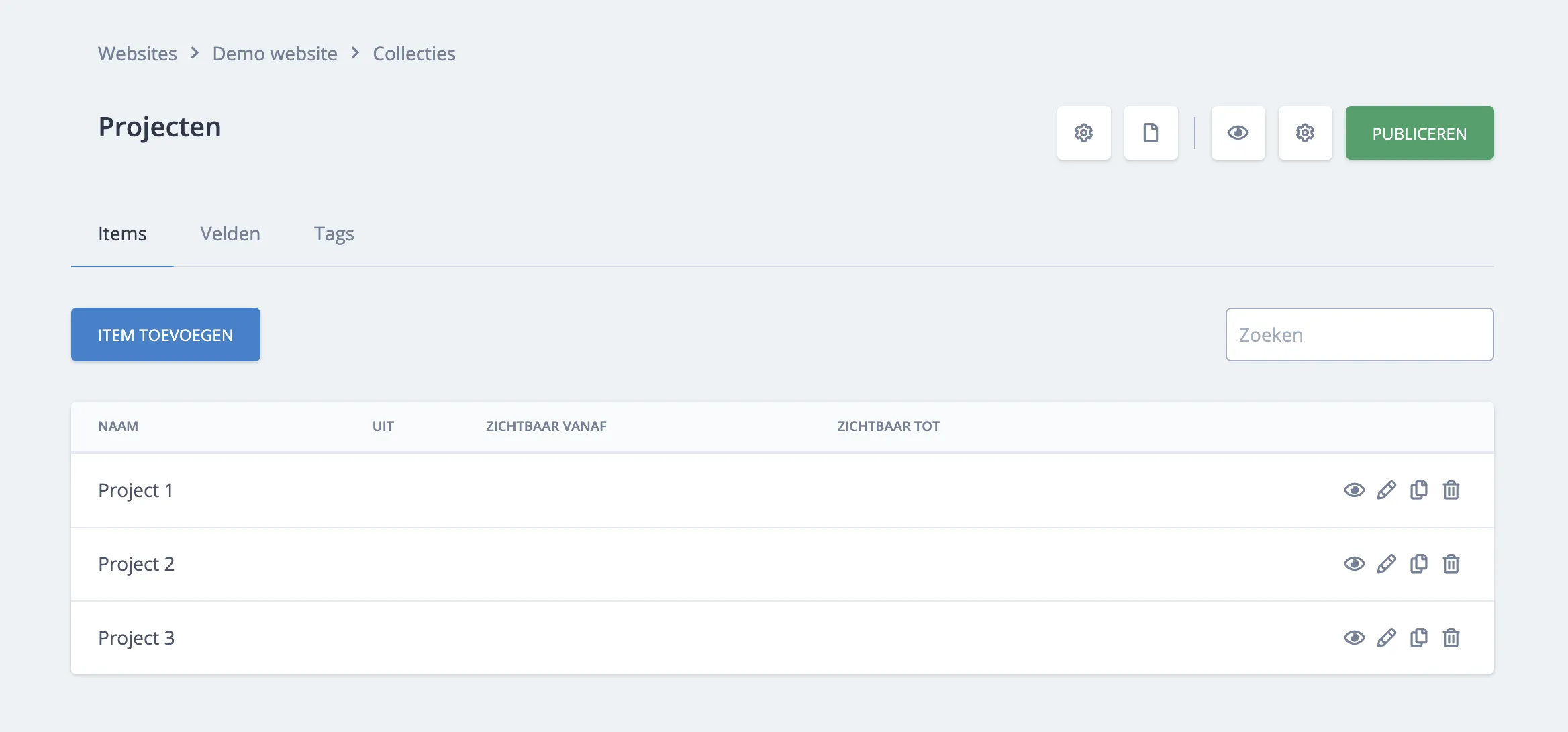 Beheeromgeving van collectie