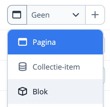 Linktype blok selecteren