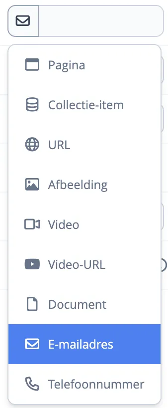 Linktype e-mail selecteren