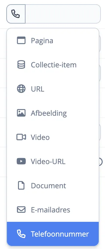 Linktype telefoonnummer selecteren
