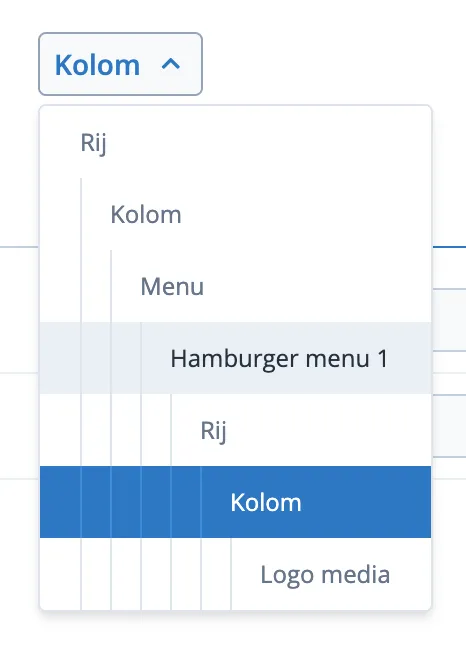 Hamburger menu x selecteren in structuur