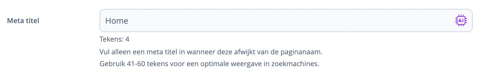 Invoerveld voor de meta-titel