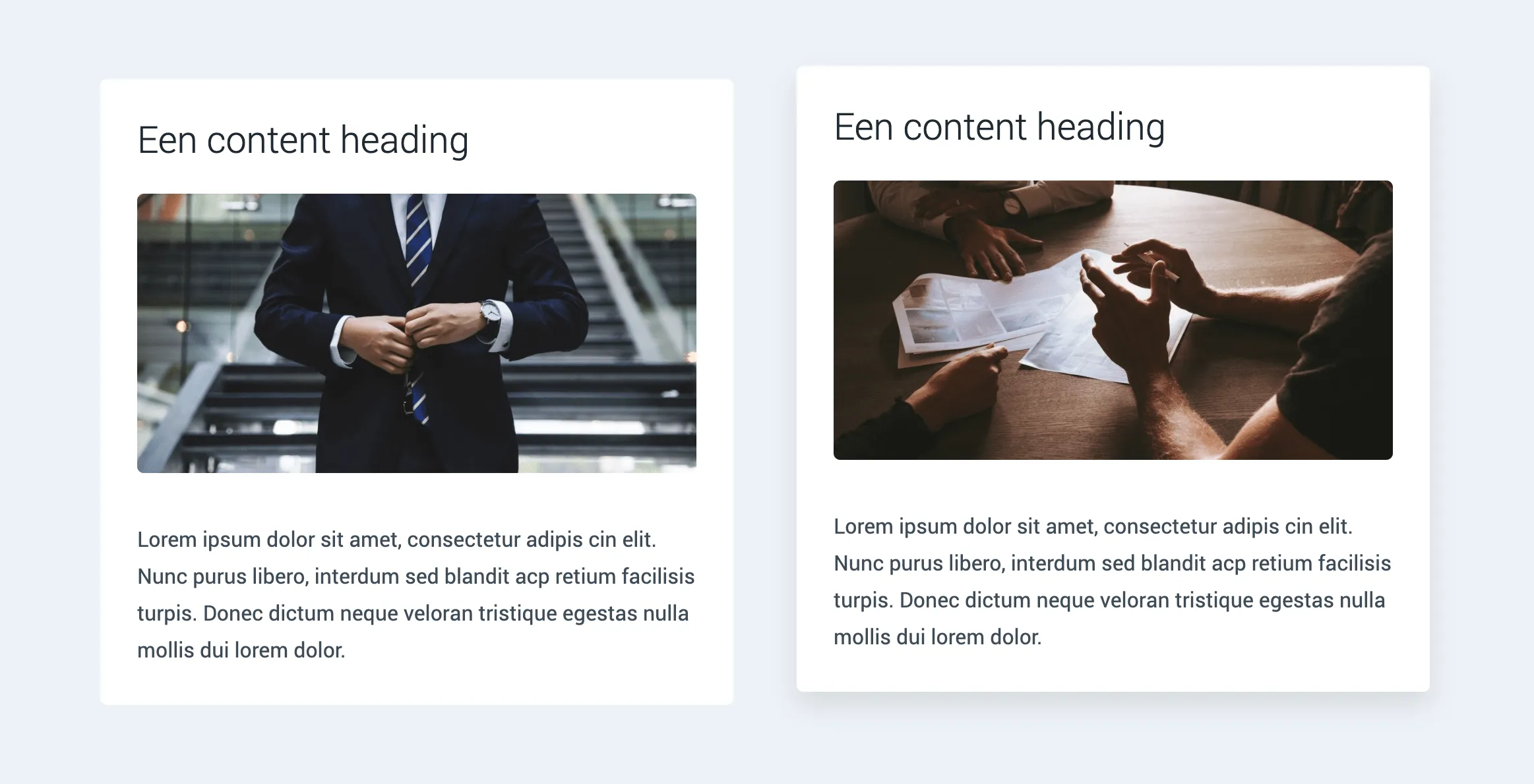 Voorbeeld van mouseover effect op cards