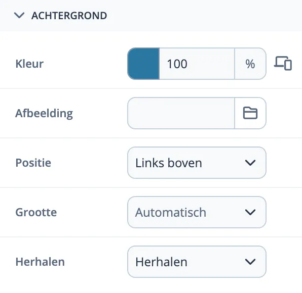 Opmaakinstelling achtergrondkleur bij mouseover