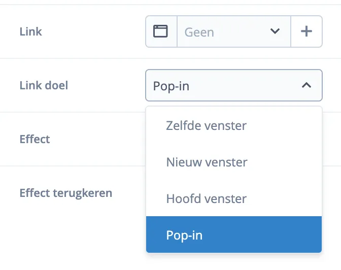 Voorbeeld van een popin in Mach3Blocks