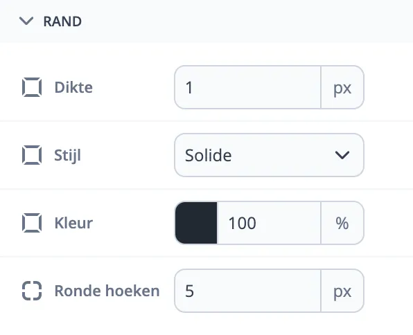 Rand instellen in het opmaakmenu