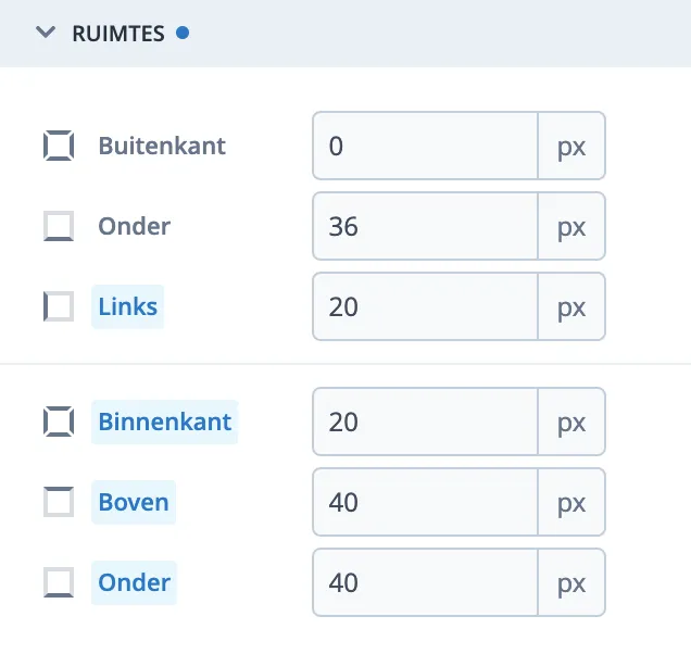 Ruimtes instellen rondom elementen