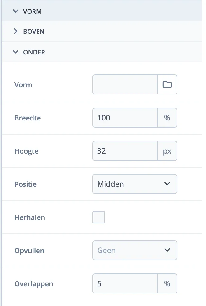 Locatie van de vorm selecteren