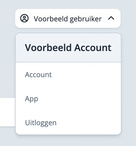 Account menu openen
