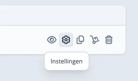 Website instellingen openen via tandwiel icoon