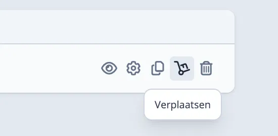 Website overdragen knop in het overzicht
