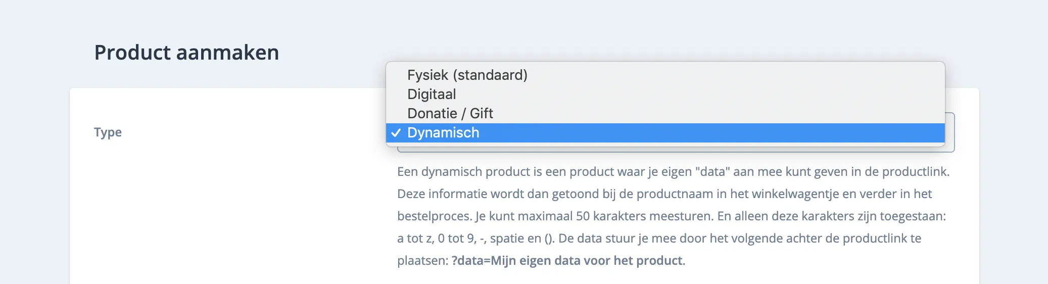 Dynamisch product selecteren